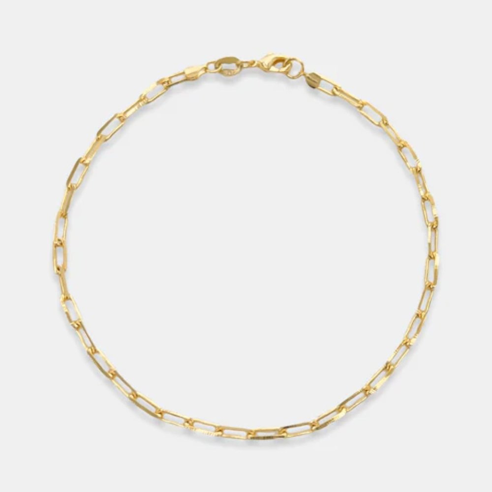 NEW 18K gold Filled Paperclip Chain Ankle Bracelet Anklet - Picture 1 of 3